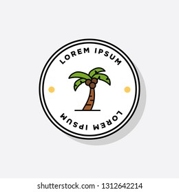 Palm Tree Badge Sticker Vector Illustration