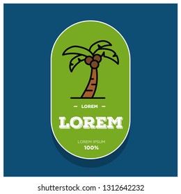 Palm Tree Badge Sticker Vector Illustration