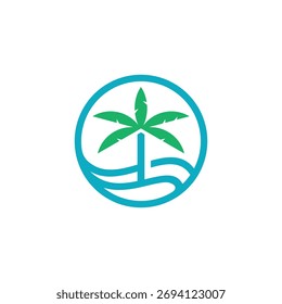 palm tree in the beach flat logo