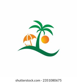 Palm tree beach holiday logo vector image