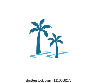 Palm tree beach holidays logo vector template
