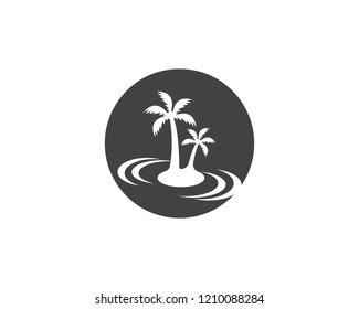 Palm tree beach holidays logo vector template