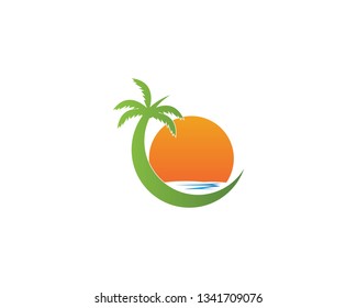 palm tree beach holidays logo