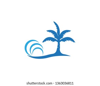 Palm tree beach holidays logo vector