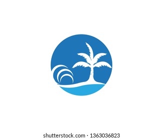 Palm tree beach holidays logo vector