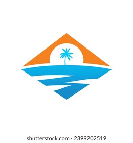 palm tree beach icon company logo