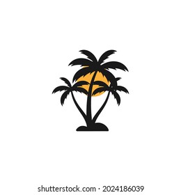 Palm tree beach icon design illustration template