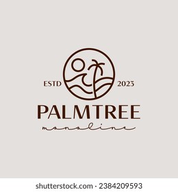 Palm Tree Beach Logo Template. Universal creative premium symbol. Vector illustration. Creative Minimal design template. Symbol for Corporate Business Identity