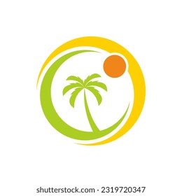 Palm tree beach logo vector image

