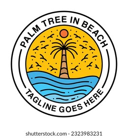 Palm Tree Beach Logo Vector Graphic Design illustration Badge Emblem Symbol and Icon
