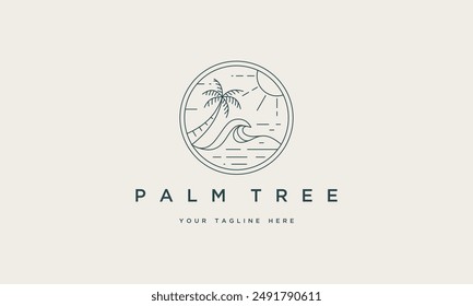 palm tree and beach logo vector