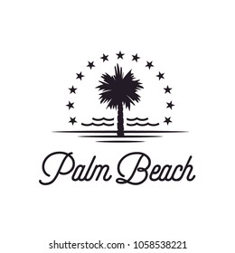 Palm Tree Beach Silhouette For Hotel Restaurant Vacation Holiday Travel Logo Design 