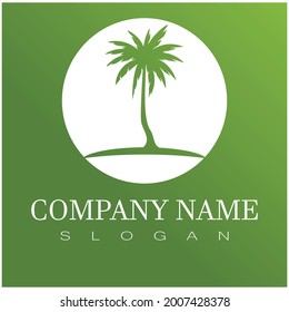 Palm Tree Beach Silhouette for Hotel Restaurant Vacation Holiday Travel logo design