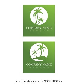 Palm Tree Beach Silhouette for Hotel Restaurant Vacation Holiday Travel logo design