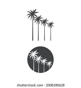 Palm Tree Beach Silhouette for Hotel Restaurant Vacation Holiday Travel logo design