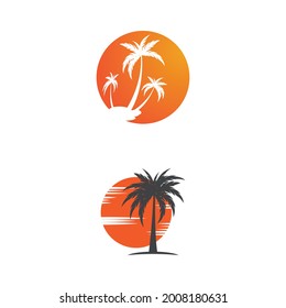 Palm Tree Beach Silhouette for Hotel Restaurant Vacation Holiday Travel logo design