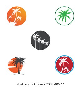 Palm Tree Beach Silhouette for Hotel Restaurant Vacation Holiday Travel logo design