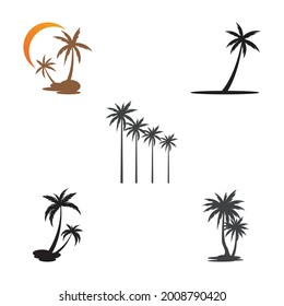 Palm Tree Beach Silhouette for Hotel Restaurant Vacation Holiday Travel logo design