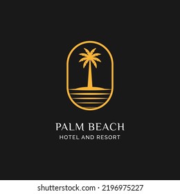 Palm Tree Beach Silhouette for Hotel Restaurant Vacation Holiday Travel logo design