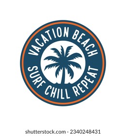 palm tree beach silhouette for logo vacation travel badge patch stickers