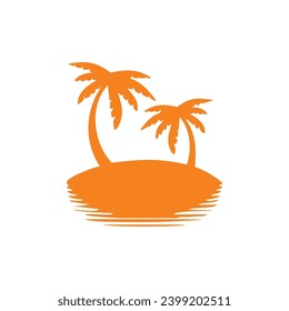 palm tree beach simple logo