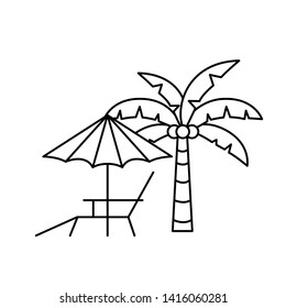 palm tree with beach umbrella striped
