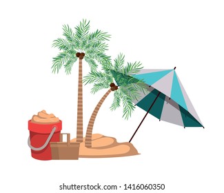 palm tree with beach umbrella striped