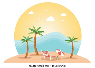 palm tree with beach umbrella striped