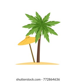 Palm tree and beach umbrella vector Illustration