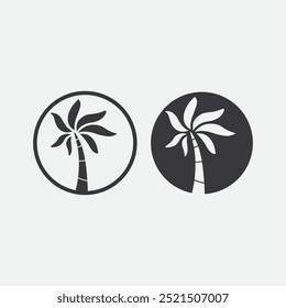 Palm Tree Beach Vintage Icon for product icon logo design 