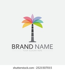 Palm Tree Beach Vintage Icon for product icon logo design 