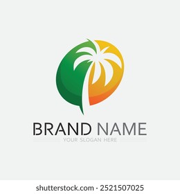 Palm Tree Beach Vintage Icon for product icon logo design 