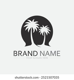 Palm Tree Beach Vintage Icon for product icon logo design 