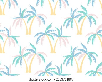 Palm tree beautiful seamless pattern vector design. Exotic jungle plants fabric ornament. Coconut palm tree silhouettes on white. Botany rapport. Fashion textile print.