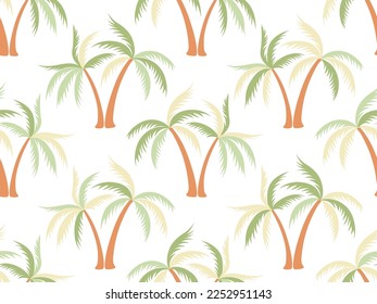 El hermoso diseño de vectores de patrones sin fisuras de palmeras. Ornamento de tela de plantas de selva. El fondo de las siluetas de coco con palmeras. Relación botánica. Impresión textil de moda.