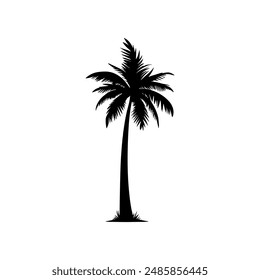 Palm tree black coconut icon. Palmetto beach black summer palm tree hawaii vector icon