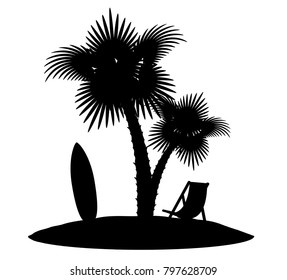 palm tree black outline silhouette stock vector illustration isolated on white background
