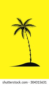 Palm tree black silhouette, vector illustration