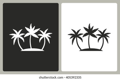 Palm tree   -  black and white icons. Vector illustration. 