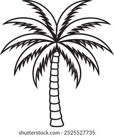 Ilustración vectorial de icono aislado blanco y negro de palmera