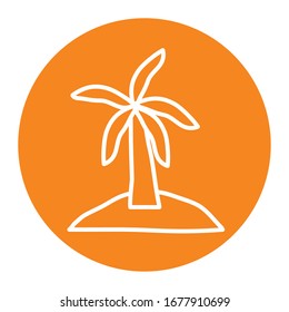 Palm tree block line style icon design, Beach summer vacation tropical relaxation outdoor nature tourism relax lifestyle and paradise theme Vector illustration
