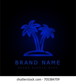 Palm tree blue chromium metallic logo