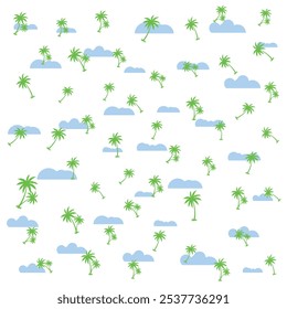 Palmera y nube azul en el traje inconsútil del modelo del cielo para el Vector tropical del verano de la decoración