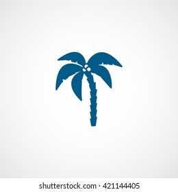 Palm Tree Blue Flat Icon On White Background