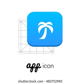 Palm Tree Blue Mobile App UI/UX Button Corporate Logo / Icon Design