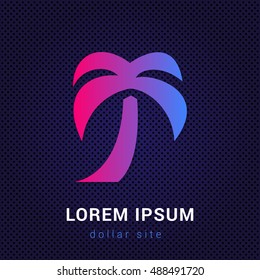 Palm Tree Blue & Red colorful gradient attractive bright material Icon / Logo Design