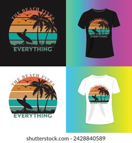 palmera con un diseño de camiseta de tabla. Diseño de camiseta retro y vintage