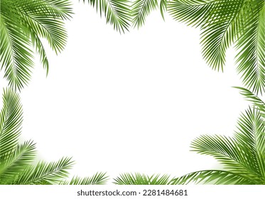 Palm Tree Border Isolated White Background With Gradient Mesh, Vector Illustration