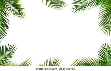 Palm Tree Border With Isolated White Background With Gradient Mesh, Vector Illustration