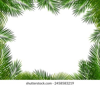 Palm Tree Branch Frame And Isolated White Background 
With Gradient Mesh, Vector Illustration